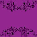 Poppies pattern hand drawn on purple backgound